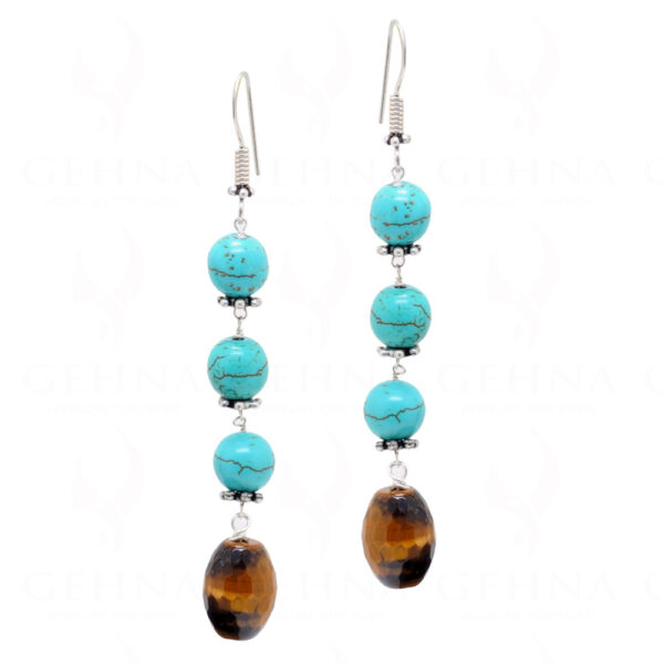 Tiger-Eye & Turquoise Gemstone Bead Earrings ES-1767