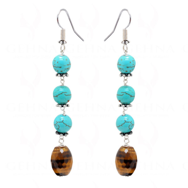 Tiger-Eye & Turquoise Gemstone Bead Earrings ES-1767