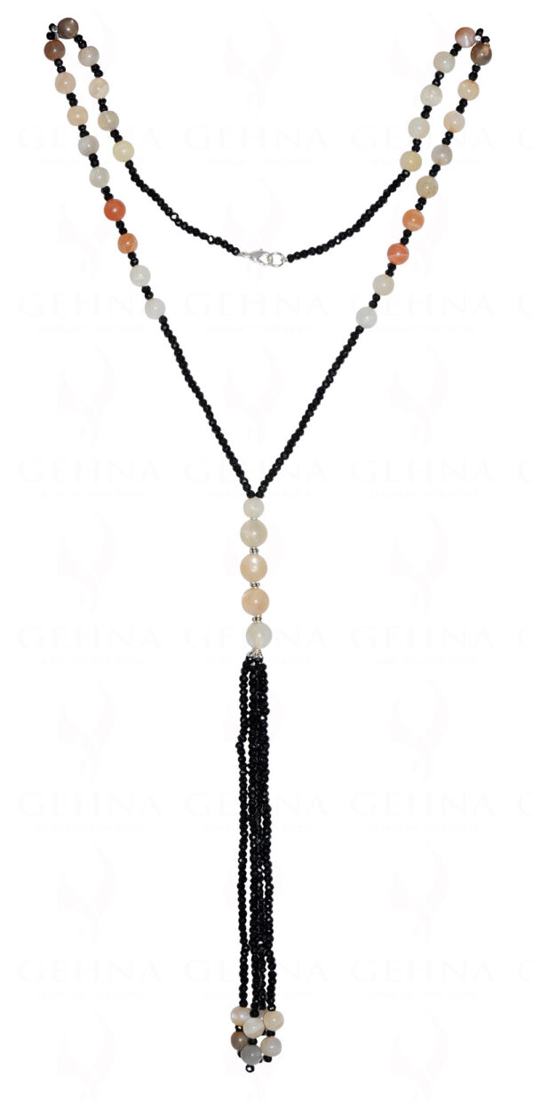 MooNS-tone & black spinel gemstone bead necklace NS-1767