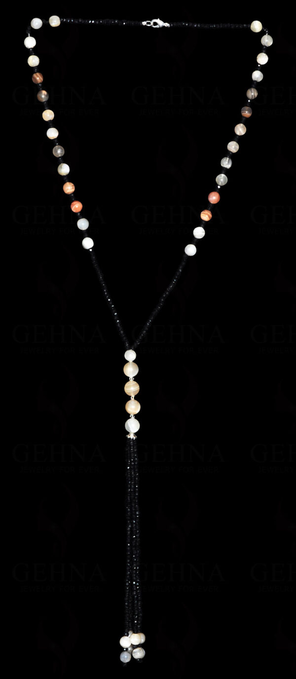 MooNS-tone & black spinel gemstone bead necklace NS-1767