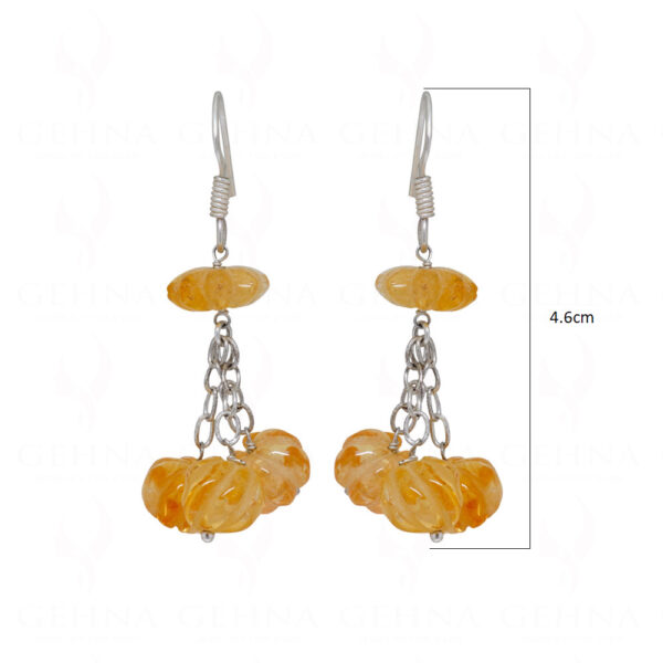 Natural Citrine Gemstone Melon Shaped Bead Beautiful Earrings ES-1768