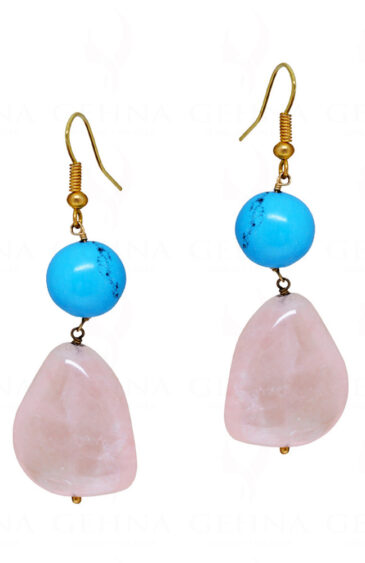 Turquoise & Rose Quartz Gemstone Bead Earrings ES-1769
