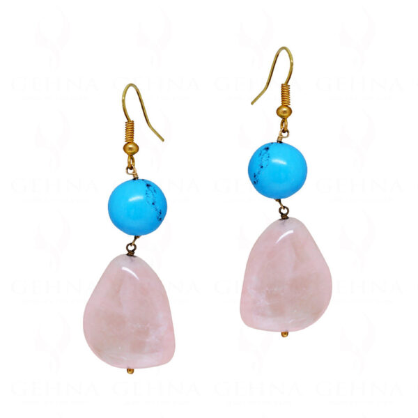 Turquoise & Rose Quartz Gemstone Bead Earrings ES-1769