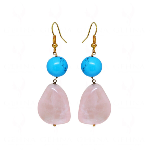 Turquoise & Rose Quartz Gemstone Bead Earrings ES-1769