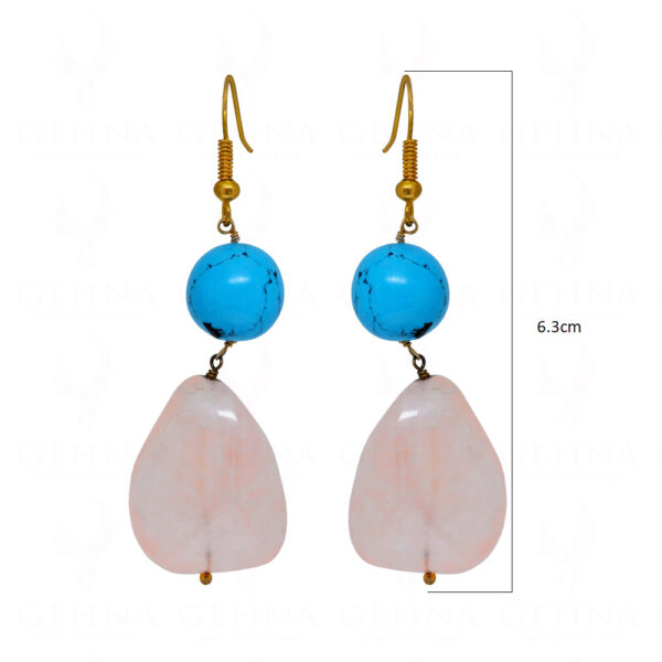 Turquoise & Rose Quartz Gemstone Bead Earrings ES-1769