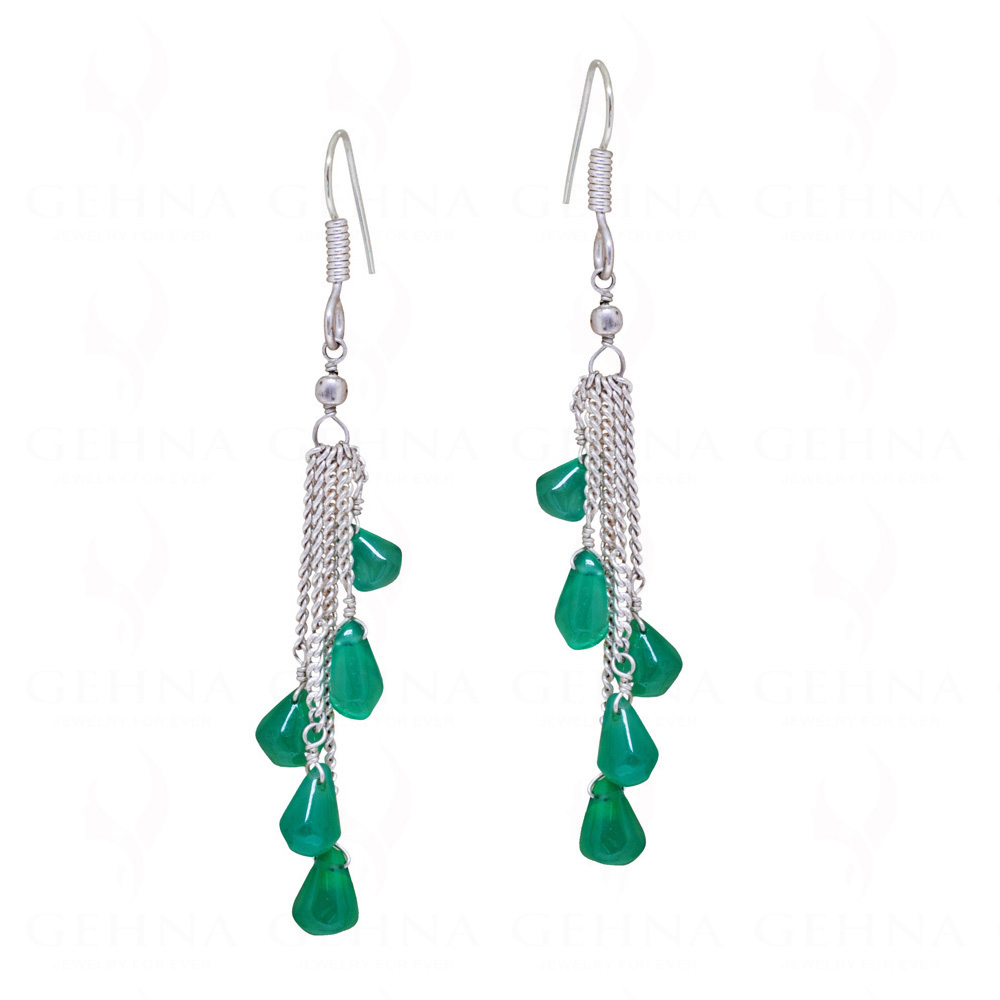 Green Onyx Gemstone Teardrop Shaped Beads Earrings ES-1770