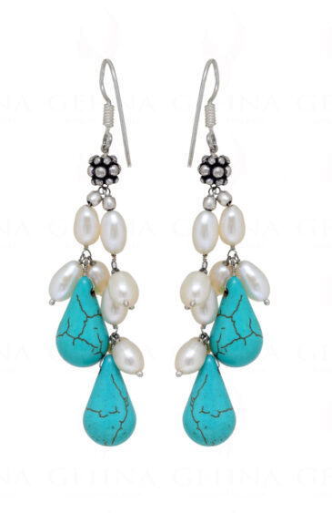 Sujani Pearls & Turquoise Gemstone Beaded Earrings ES-1771