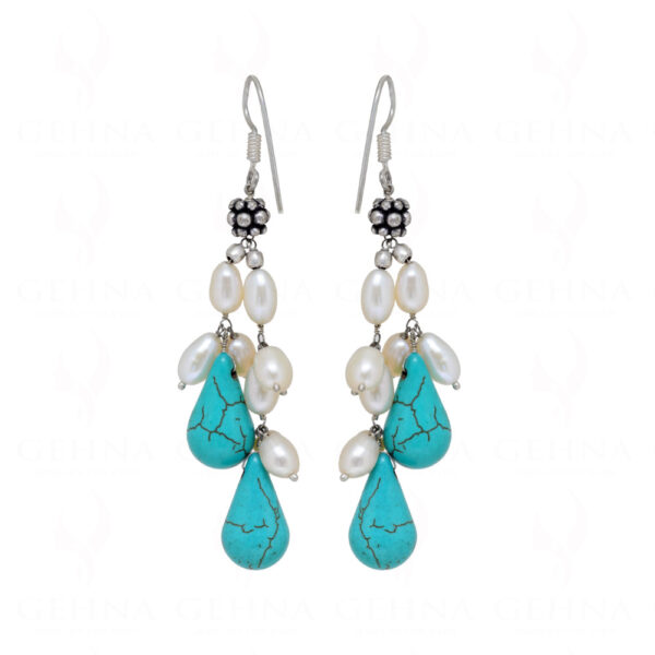 Sujani Pearls & Turquoise Gemstone Beaded Earrings ES-1771