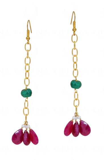 Ruby & Emerald Gemstone Bead Earrings ES-1772