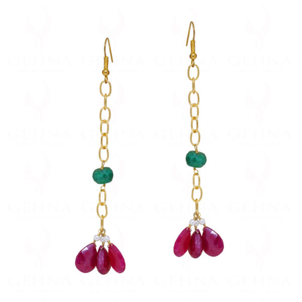 Ruby & Emerald Gemstone Bead Earrings ES-1772