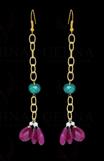 Ruby & Emerald Gemstone Bead Earrings ES-1772