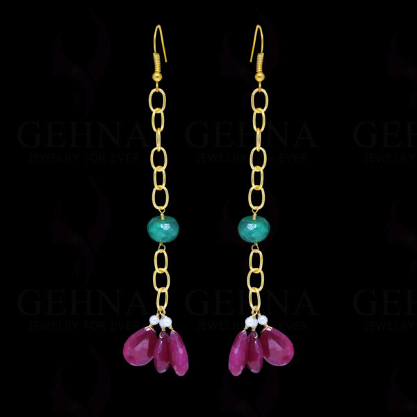 Ruby & Emerald Gemstone Bead Earrings ES-1772