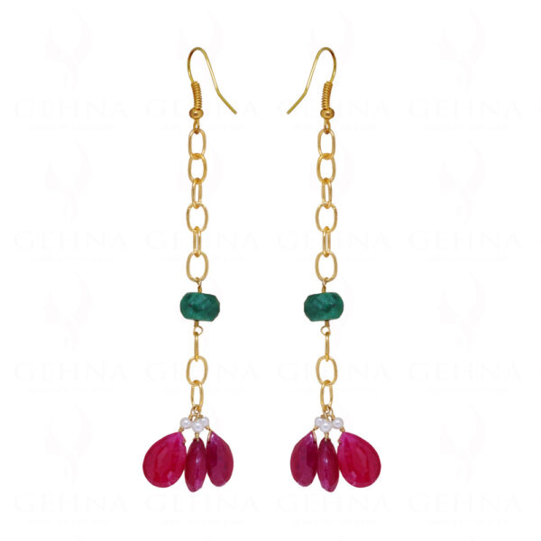 Ruby & Emerald Gemstone Bead Earrings ES-1772