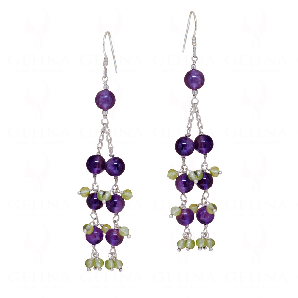 Peridot & Amethyst Gemstone Beads Earrings ES-1773