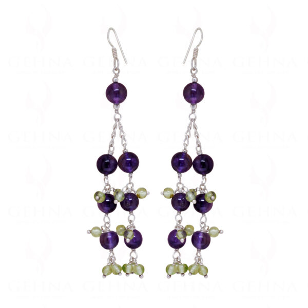 Peridot & Amethyst Gemstone Beads Earrings ES-1773