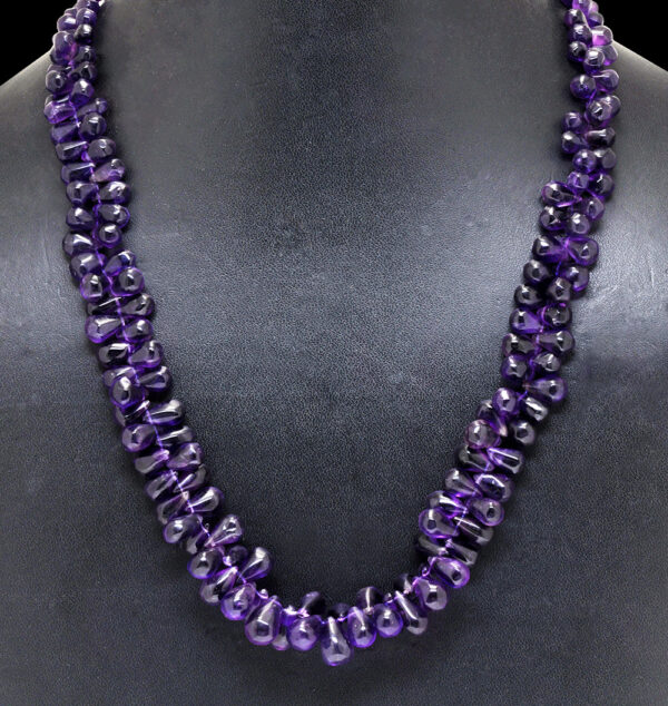 Amethyst Gemstone Faceted Pear Shape beaded necklace  NS-1774