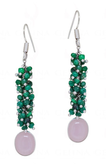 Emerald & Rose Quartz Gemstone Beaded Earrings ES-1775