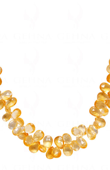 Citrine Gemstone Faceted Pear Shape beaded necklace  NS-1775