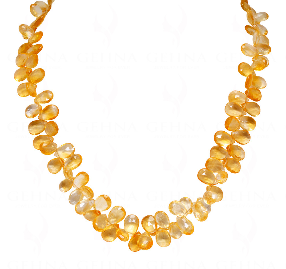 Citrine Gemstone Faceted Pear Shape beaded necklace  NS-1775