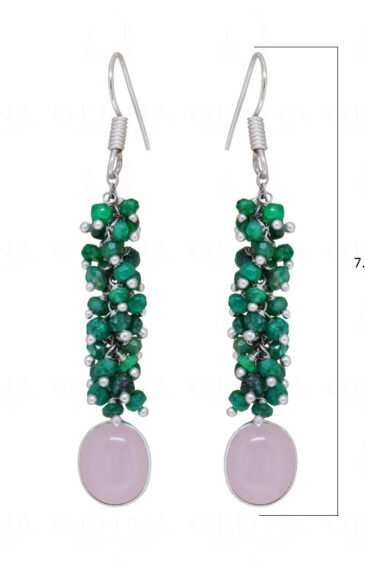 Emerald & Rose Quartz Gemstone Beaded Earrings ES-1775