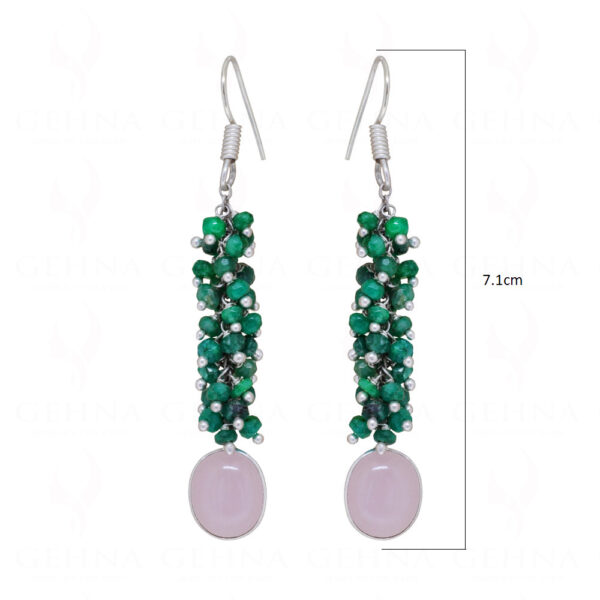 Emerald & Rose Quartz Gemstone Beaded Earrings ES-1775