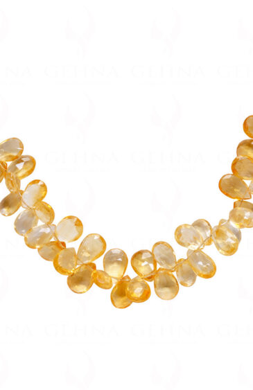 Citrine Gemstone Faceted Pear Shape beaded necklace  NS-1775