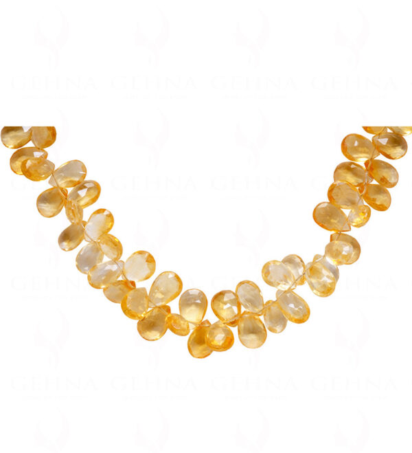 Citrine Gemstone Faceted Pear Shape beaded necklace  NS-1775