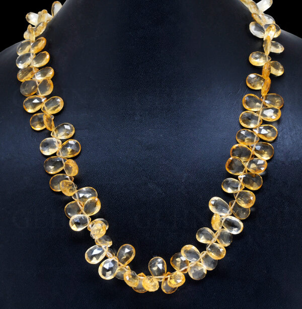 Citrine Gemstone Faceted Pear Shape beaded necklace  NS-1775