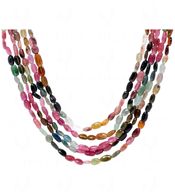 5 Rows of Multi Color Tourmaline Gemstone Tumble Bead NS-1776