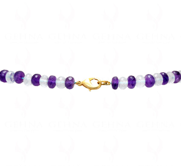 Aquamarine & Amethyst gemstone faceted bead necklace NS-1777