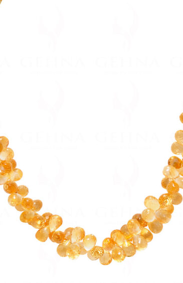 Natural Citrine Gemstone Faceted tear drop Shaped beads necklace  NS-1778