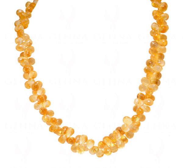 Natural Citrine Gemstone Faceted tear drop Shaped beads necklace  NS-1778