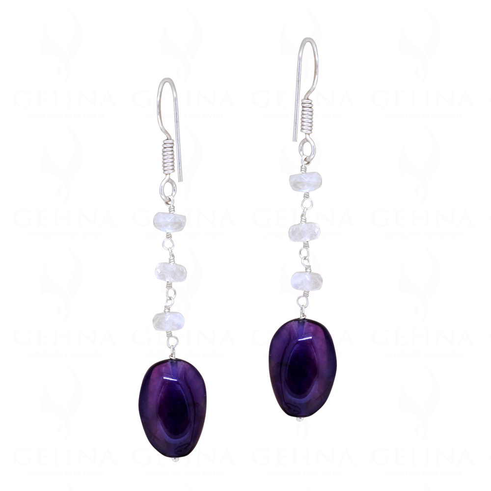 Moonstone & Amethyst Gemstone Beaded Earrings ES-1779