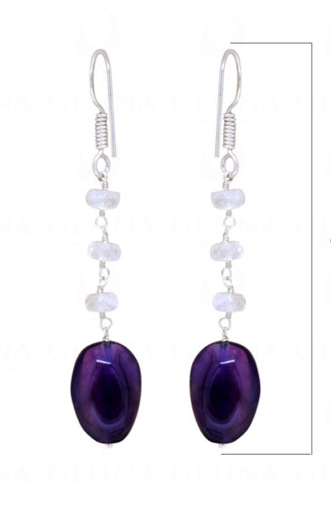 Moonstone & Amethyst Gemstone Beaded Earrings ES-1779