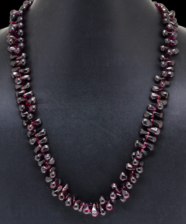 Garnet Gemstone Tear Drop Shaped beads necklace  NS-1779