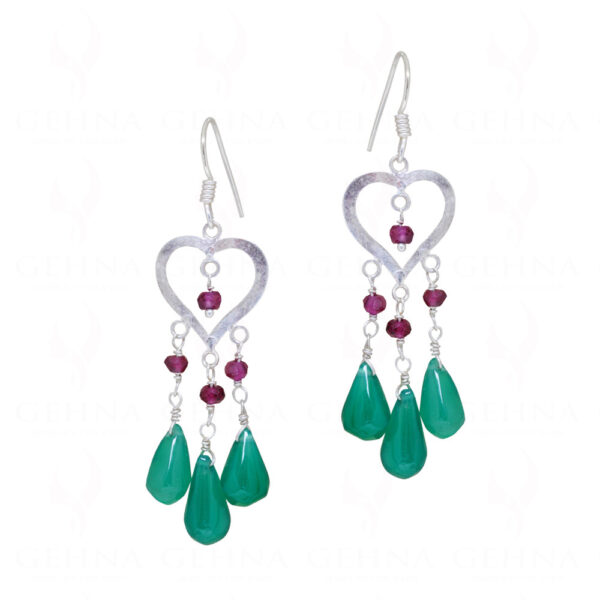 Garnet & Green Onyx Gemstones Beaded Earrings  ES-1780