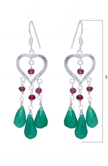 Garnet & Green Onyx Gemstones Beaded Earrings  ES-1780
