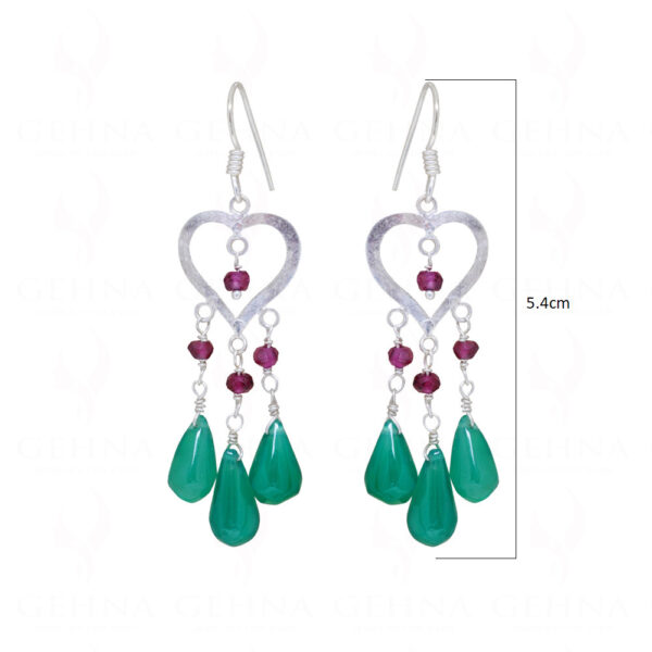 Garnet & Green Onyx Gemstones Beaded Earrings  ES-1780