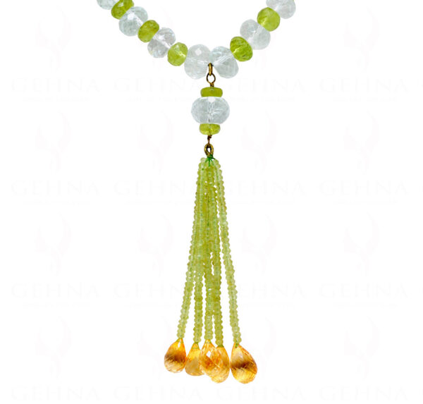 Aquamarine, Citrine & Peridot gemstone faceted Bead necklace NS-1780