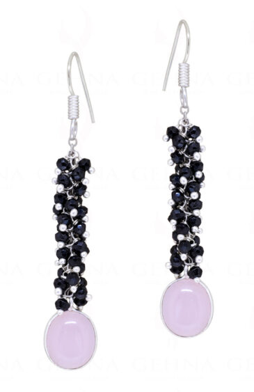 Black Spinel & Rose Quartz Gemstones Beaded Earrings ES-1781