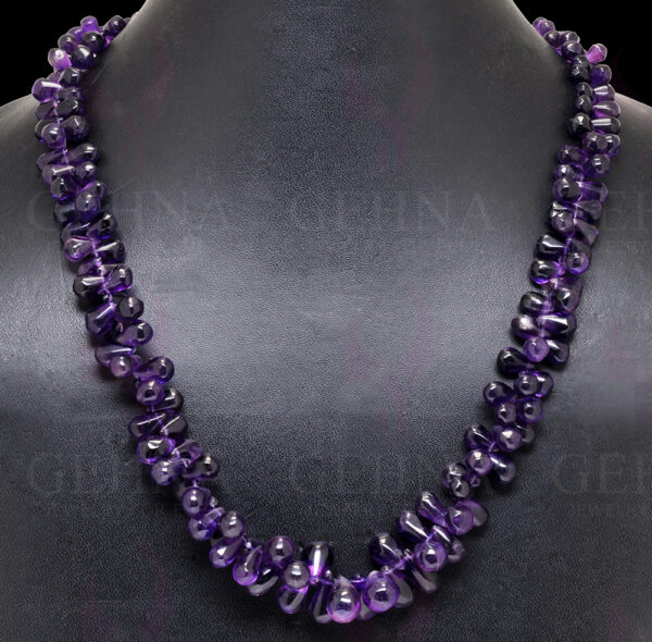 Amethyst Gemstone Faceted Pear Shape Beaded Necklace  NS-1781