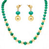 Emerald Gemstone With Gold Plated Balls Bead Necklace Set NS-1782