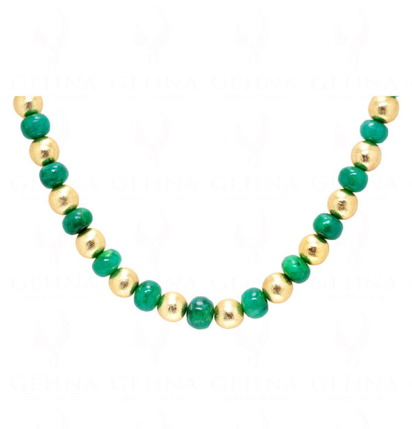 Emerald Gemstone With Gold Plated Balls Bead Necklace Set NS-1782