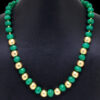 Emerald Gemstone With Gold Plated Balls Bead Necklace Set NS-1782
