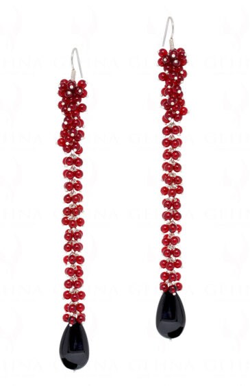 Red Jade & Chalcedony Gemstone Beaded Earrings ES-1783