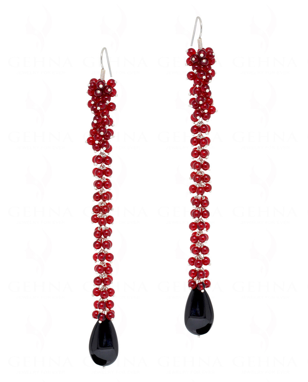 Red Jade & Chalcedony Gemstone Beaded Earrings ES-1783