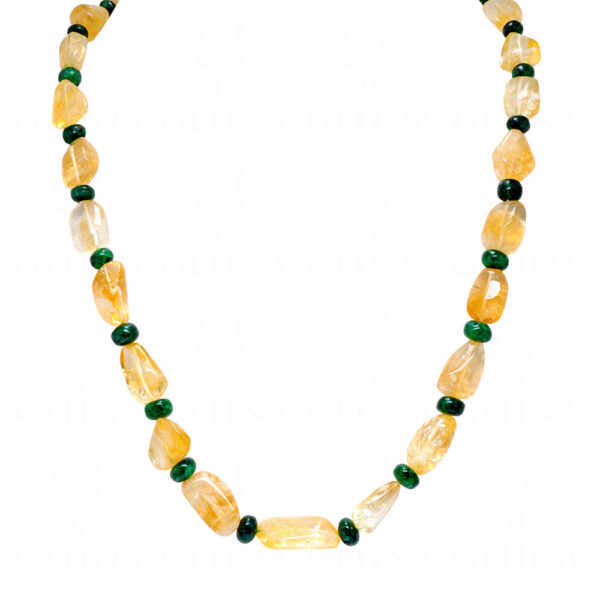 Emerald & Citrine Gemstone Tumble Bead Necklace NS-1783