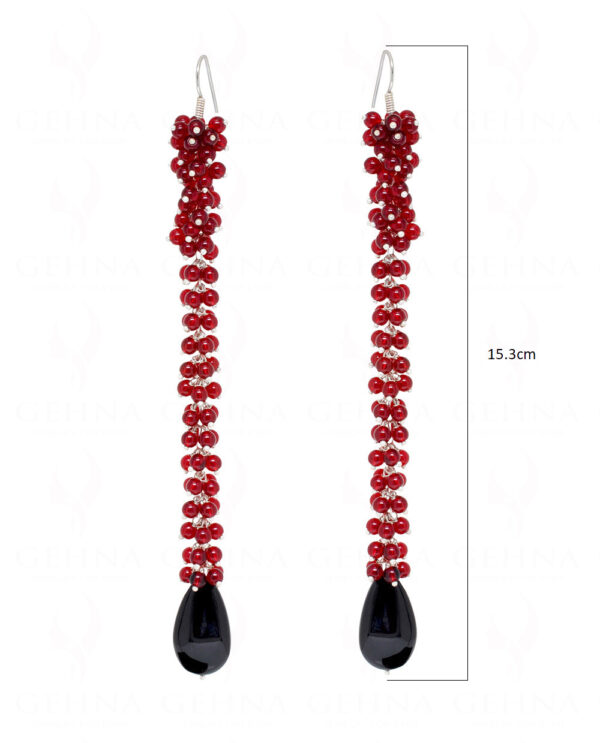 Red Jade & Chalcedony Gemstone Beaded Earrings ES-1783