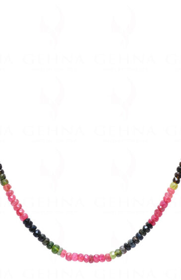 Multicolor tourmaline gemstone faceted bead necklace NS-1784