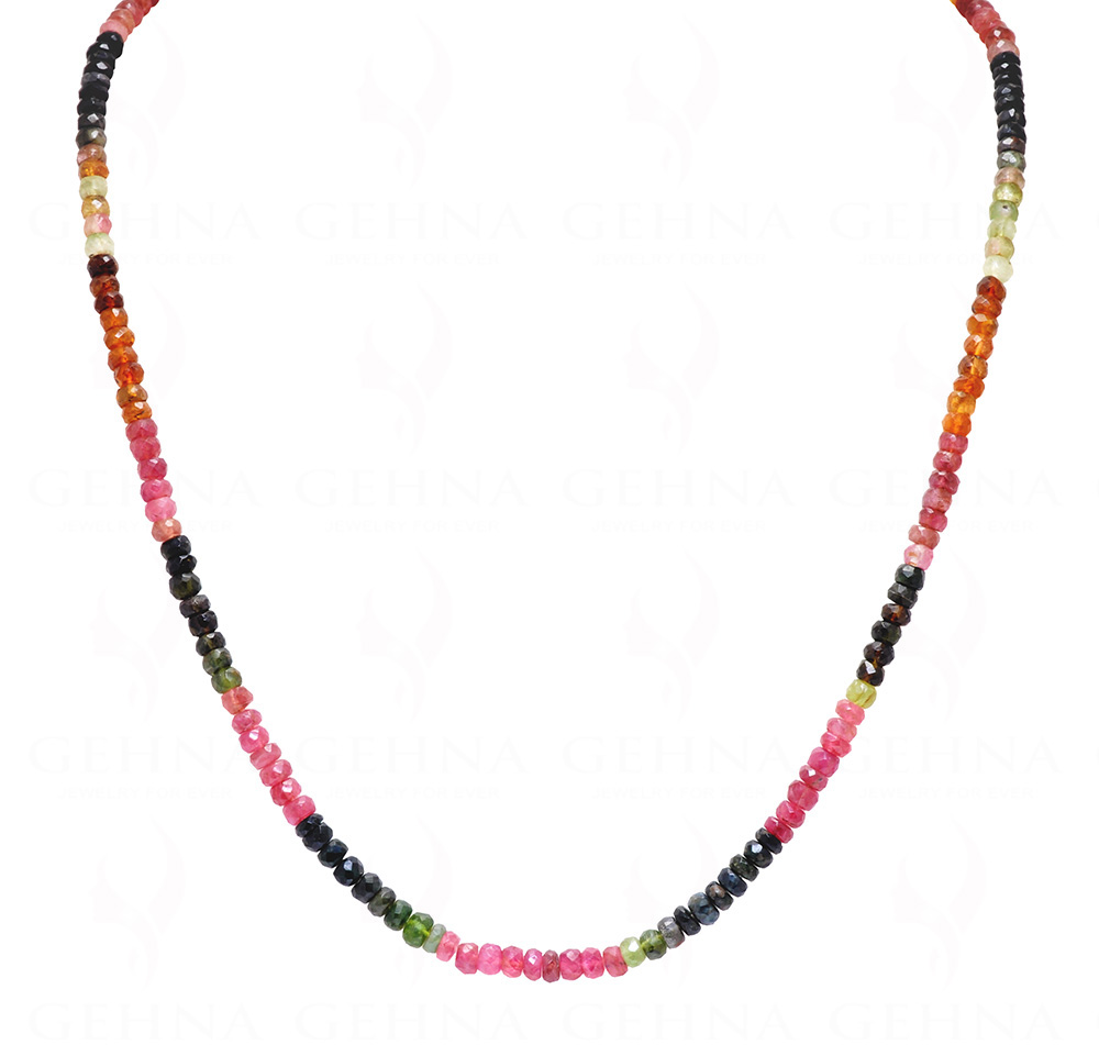 Multicolor tourmaline gemstone faceted bead necklace NS-1784